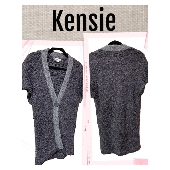 2/$25 Kensie Cardigan Wool Blend Single Button Short Sleeve Cardigan Size Medium - Picture 8 of 8